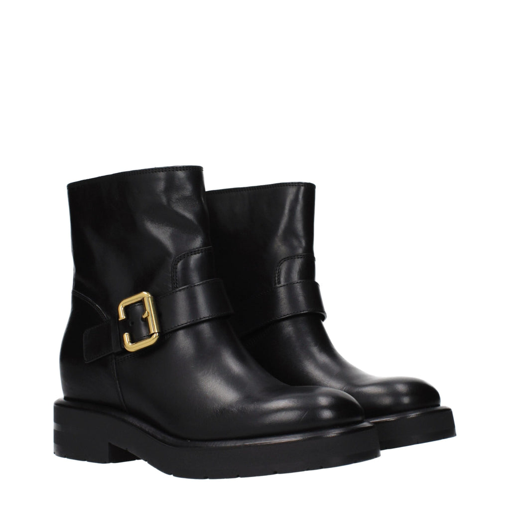 Black Leather Ankle Boots