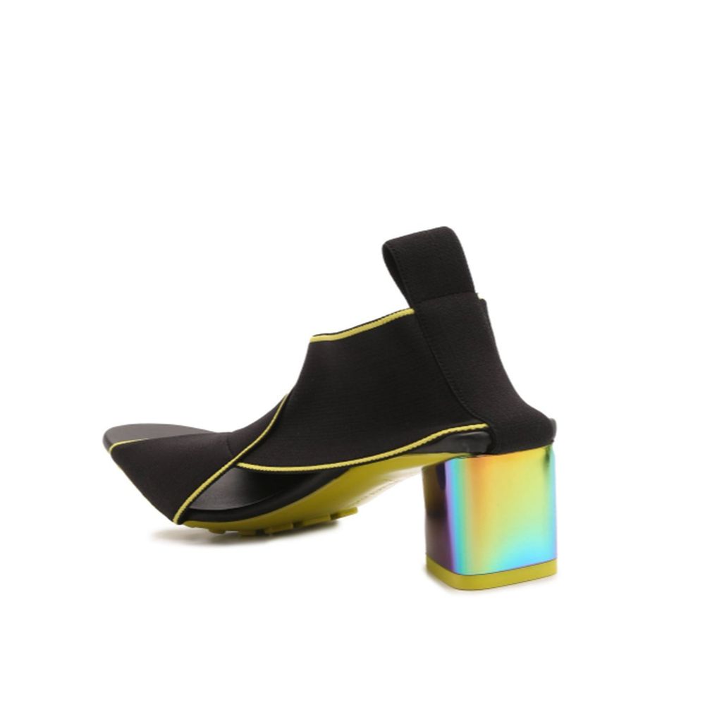 Black Fabric Platform Sandals