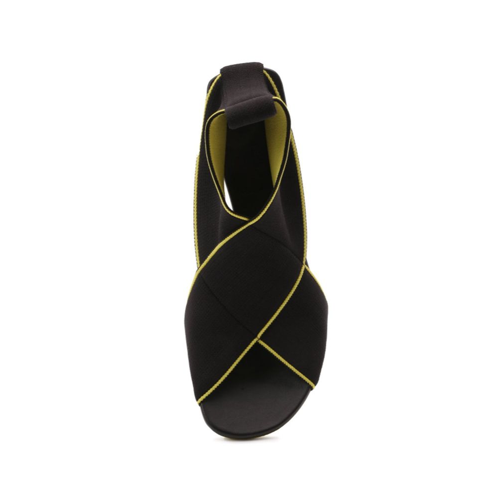Black Fabric Platform Sandals