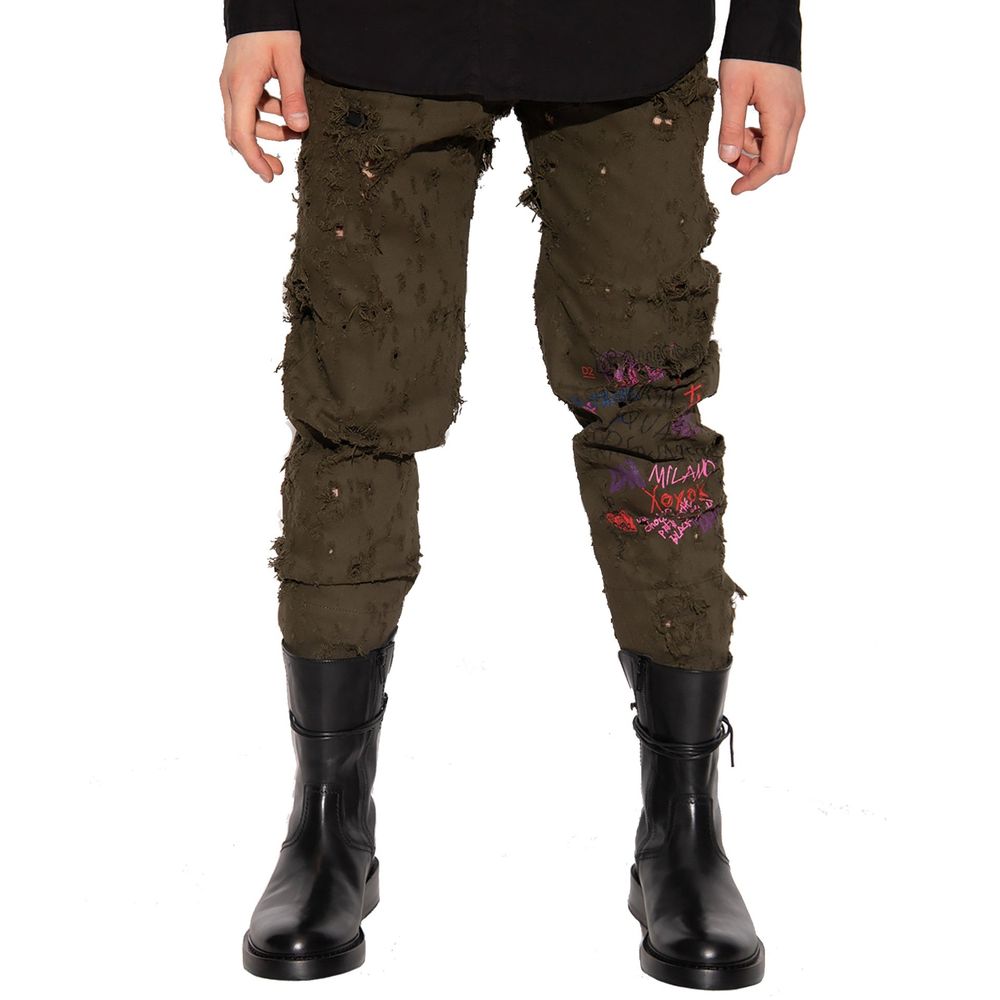 Bicolor Cotton Casual Pants