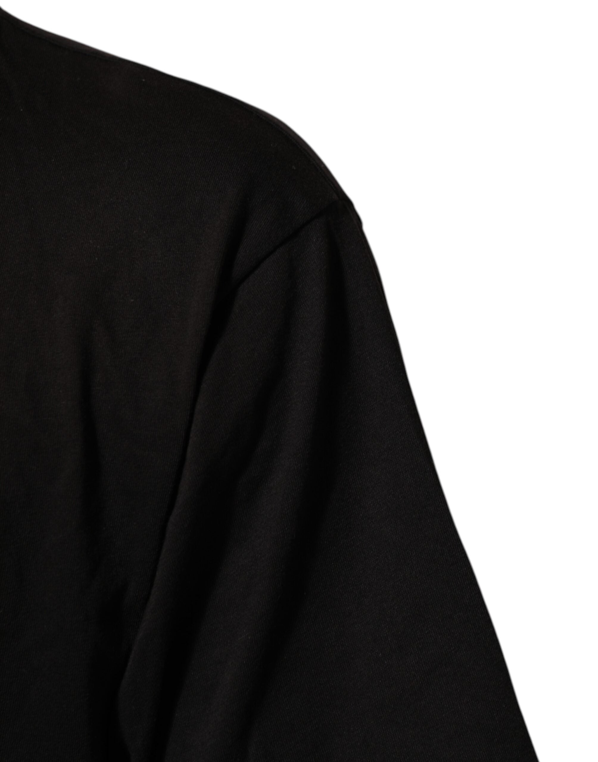 Black Logo Print Cotton Crew Neck T-shirt