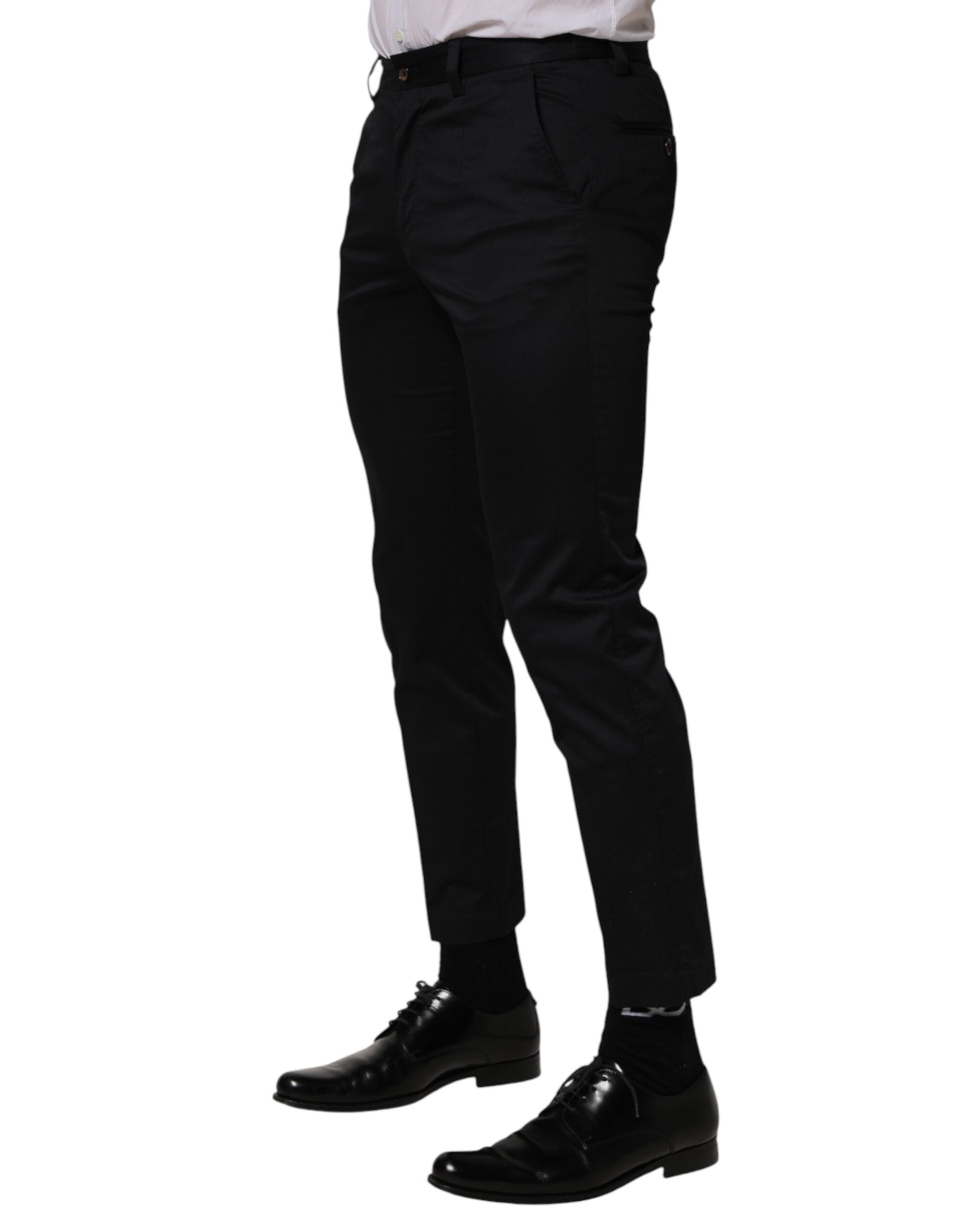 Dark Blue Cotton Skinny Dress Trouser Pants