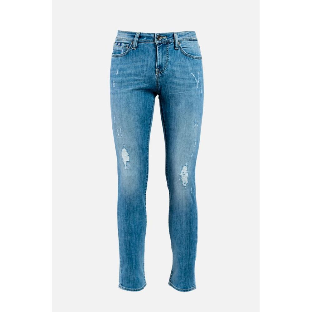 Blue Cotton Skinny Jeans