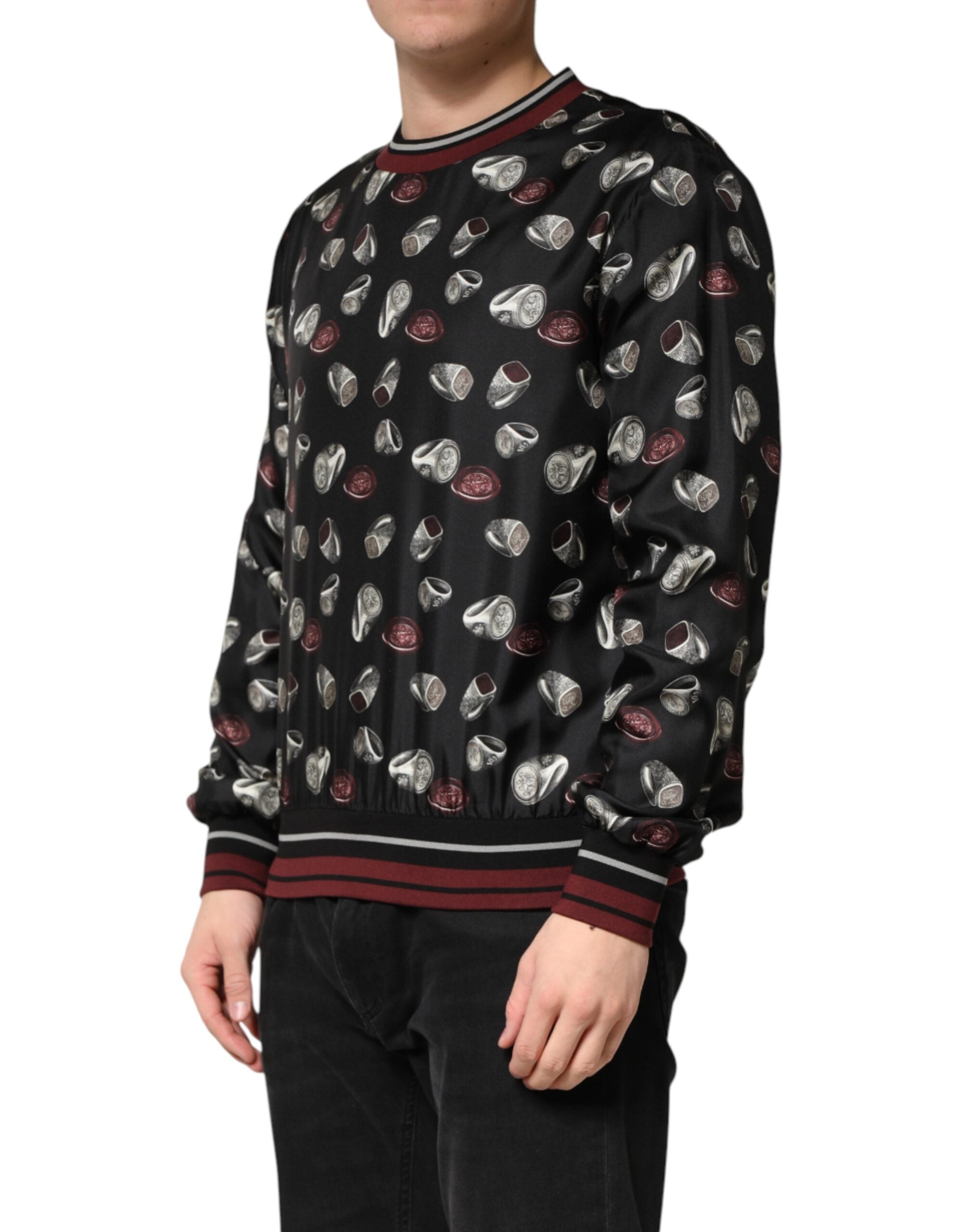 Black Ring Print CrewNeck Sweatshirt  Sweater