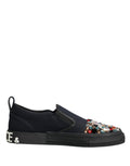 Blue Canvas Embellished Slip On Men Sneakers Shoes