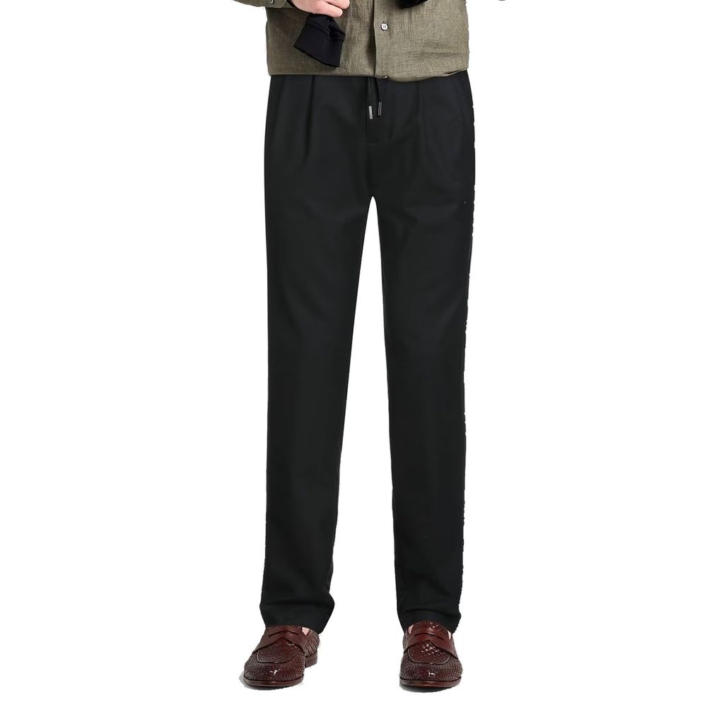 Black Elastane Casual Pants