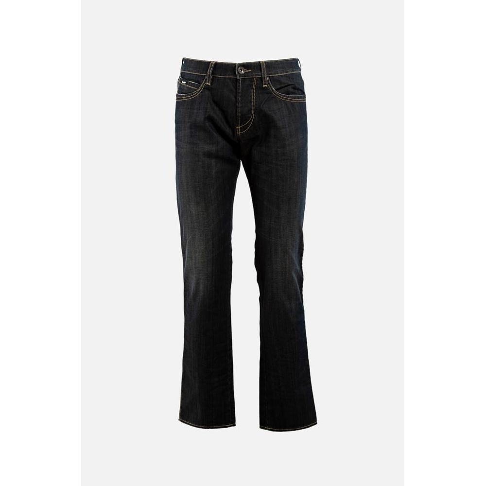Gray Cotton Straight-Leg Jeans