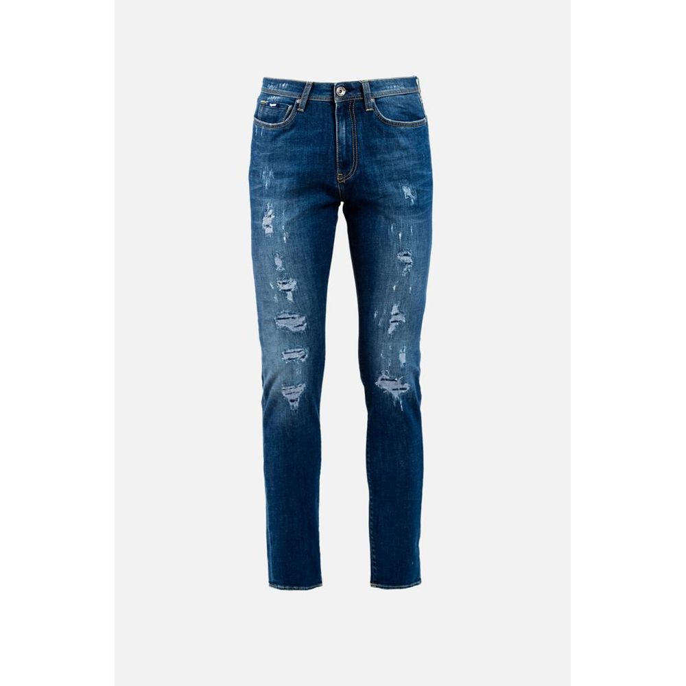 Blue Cotton Slim Fit Jeans