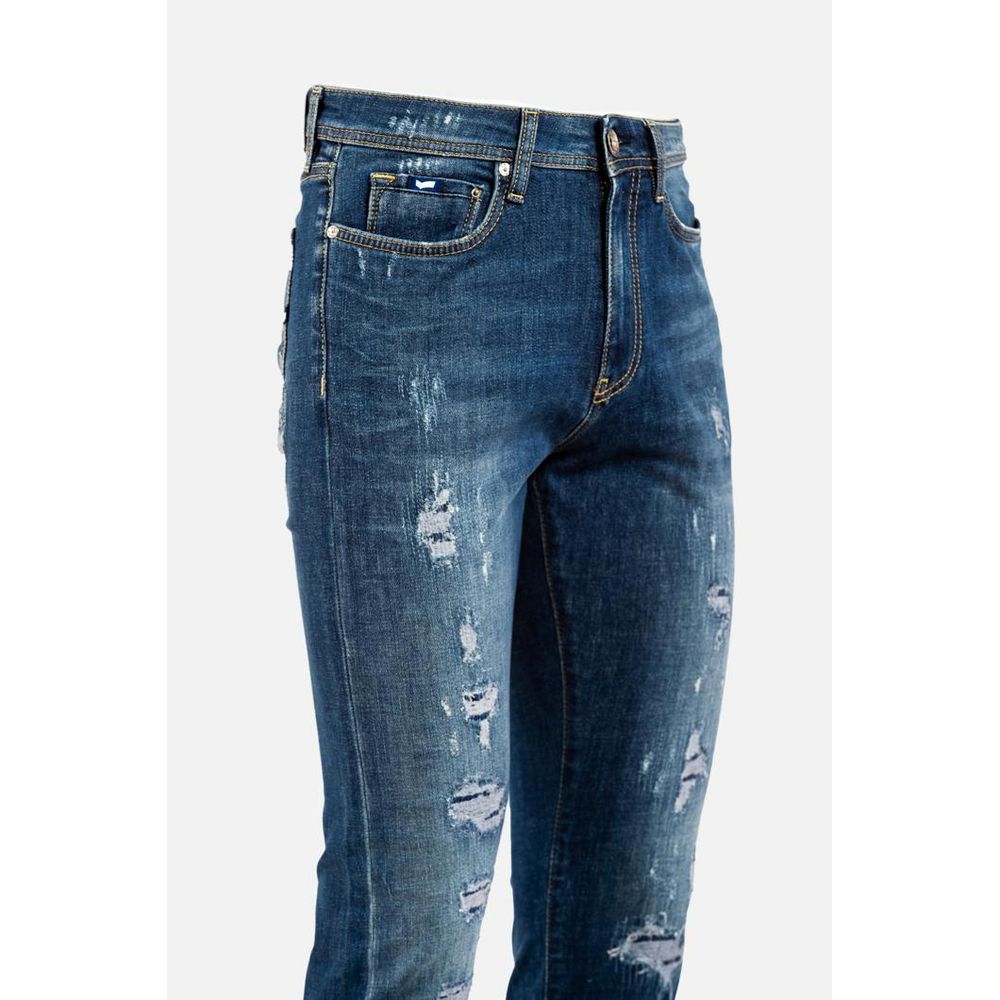 Blue Cotton Slim Fit Jeans