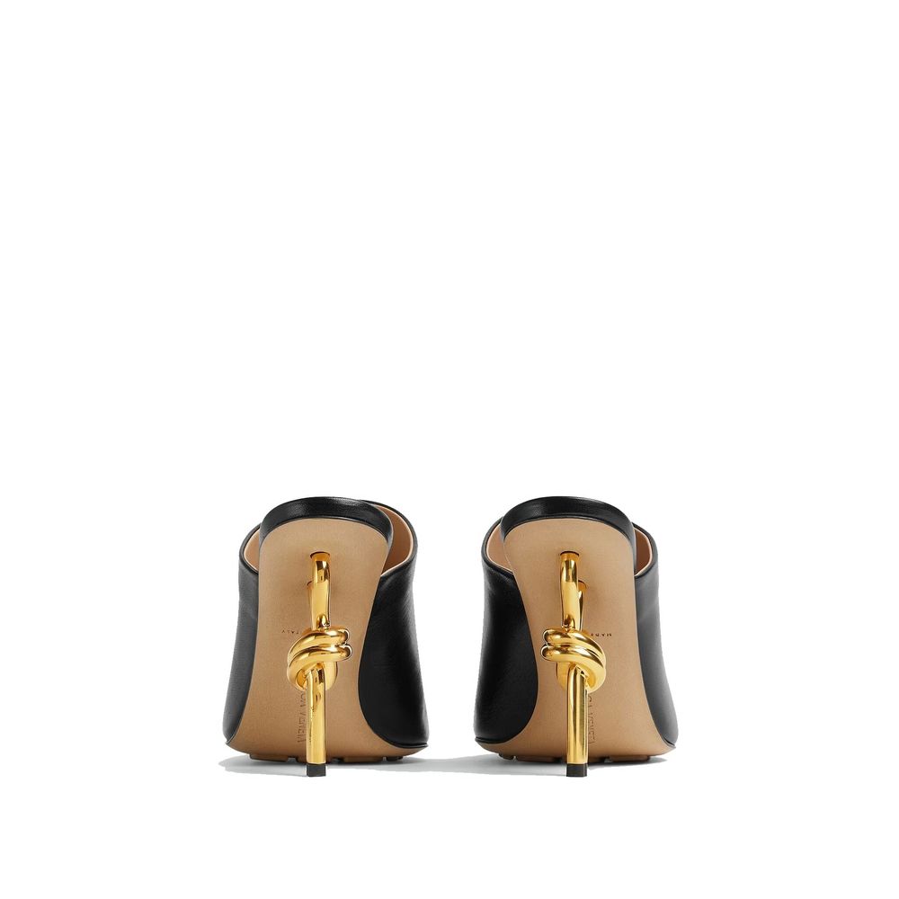 Black Lamb Leather Mules