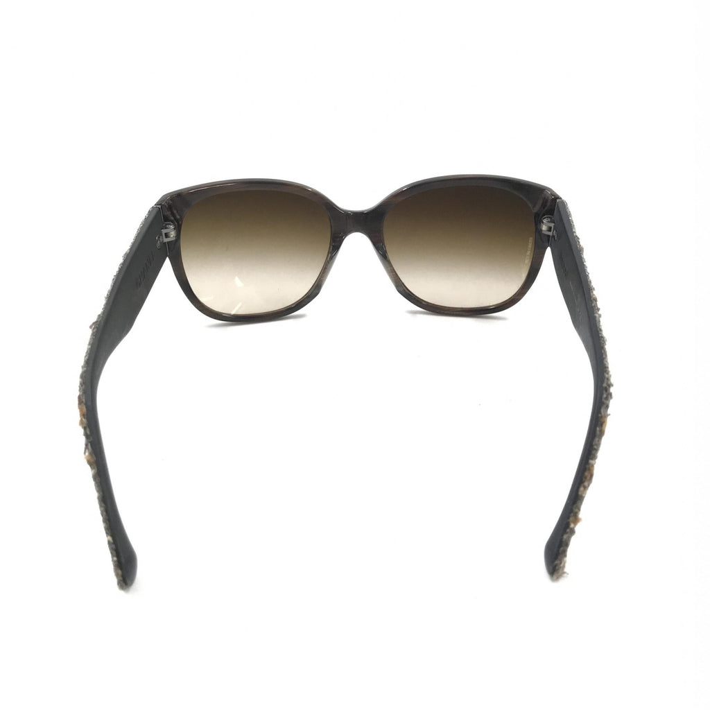 Brown Frame With Tweed Accents Sunglasses