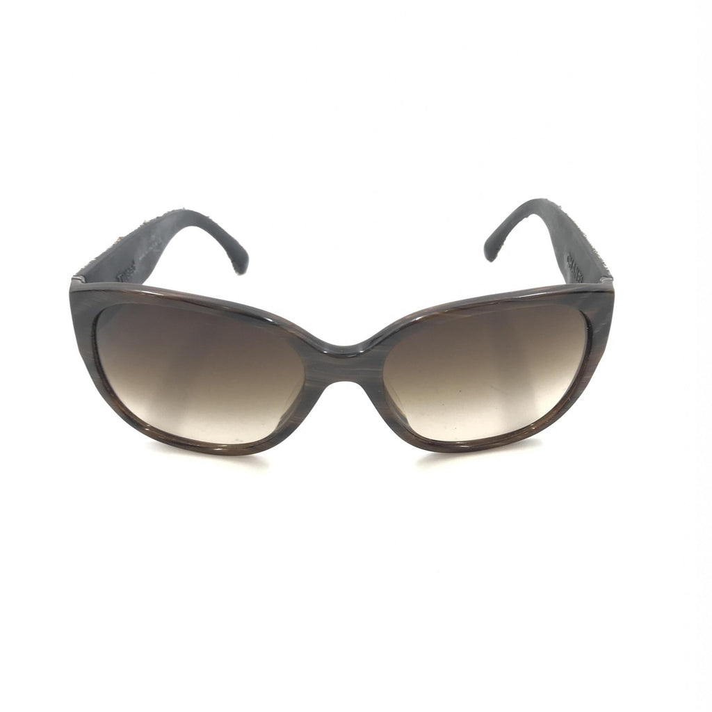 Brown Frame With Tweed Accents Sunglasses