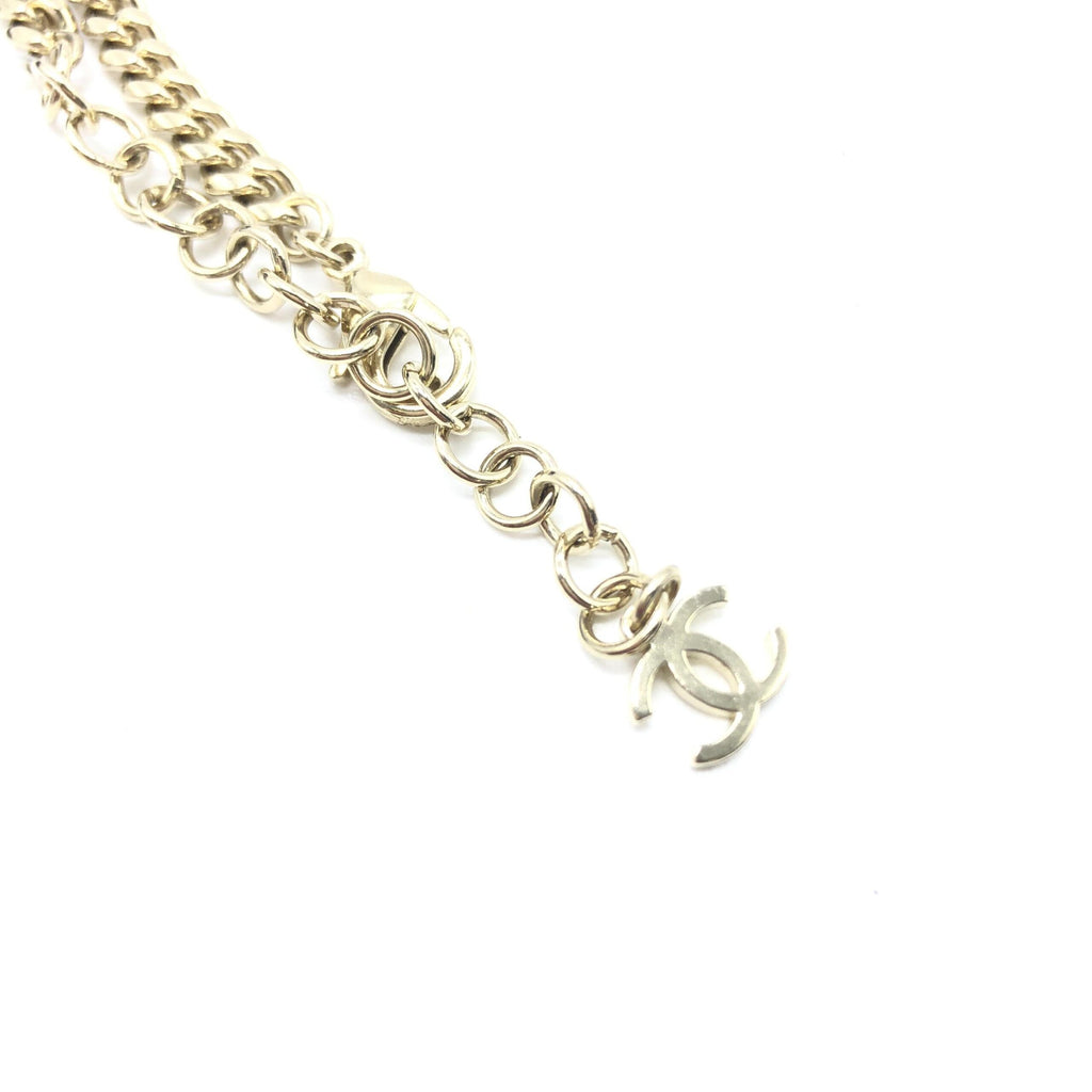 Gold Tone Heart Choker Necklace With Logo