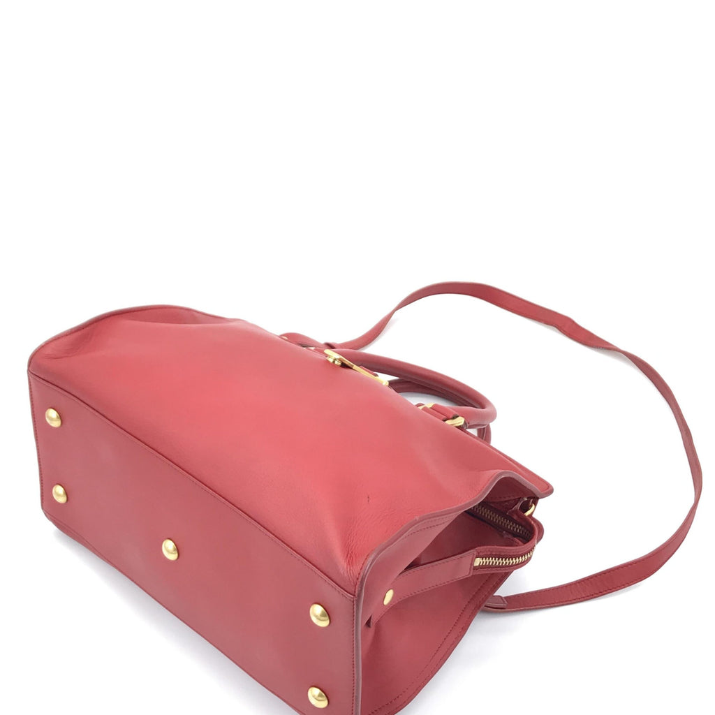 Leather Handbag With Y Logo