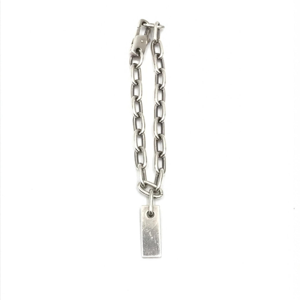 Sterling Silver Logo Plate Chain Bracelet