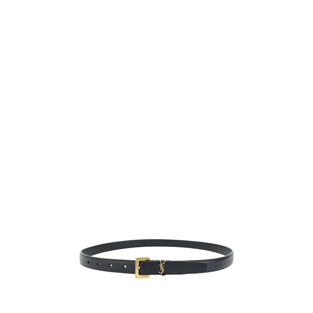 Black Calf Leather Bos Taurus Thin Belt