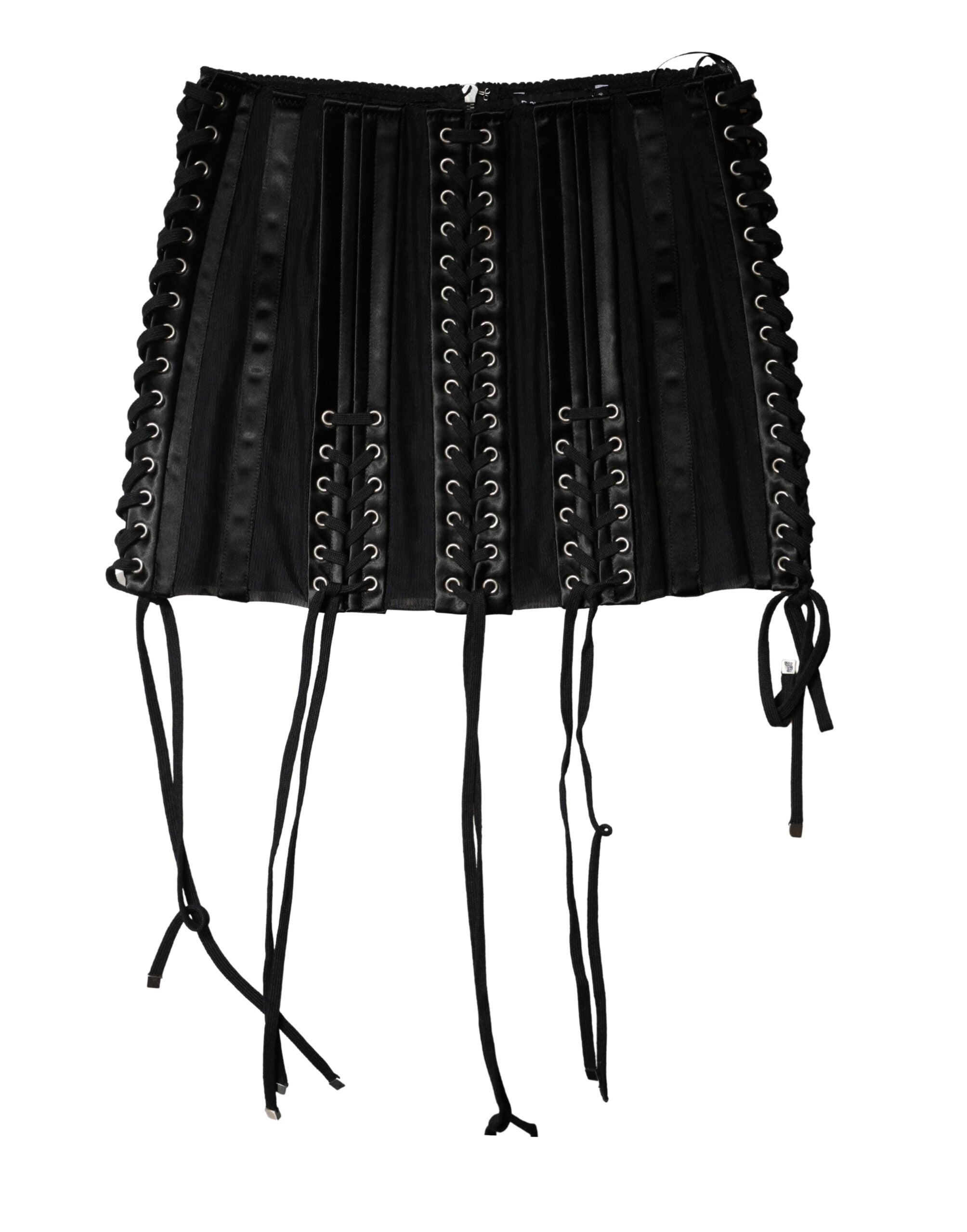 Black Lace-Up Waist Cincher Bustier Corset Top