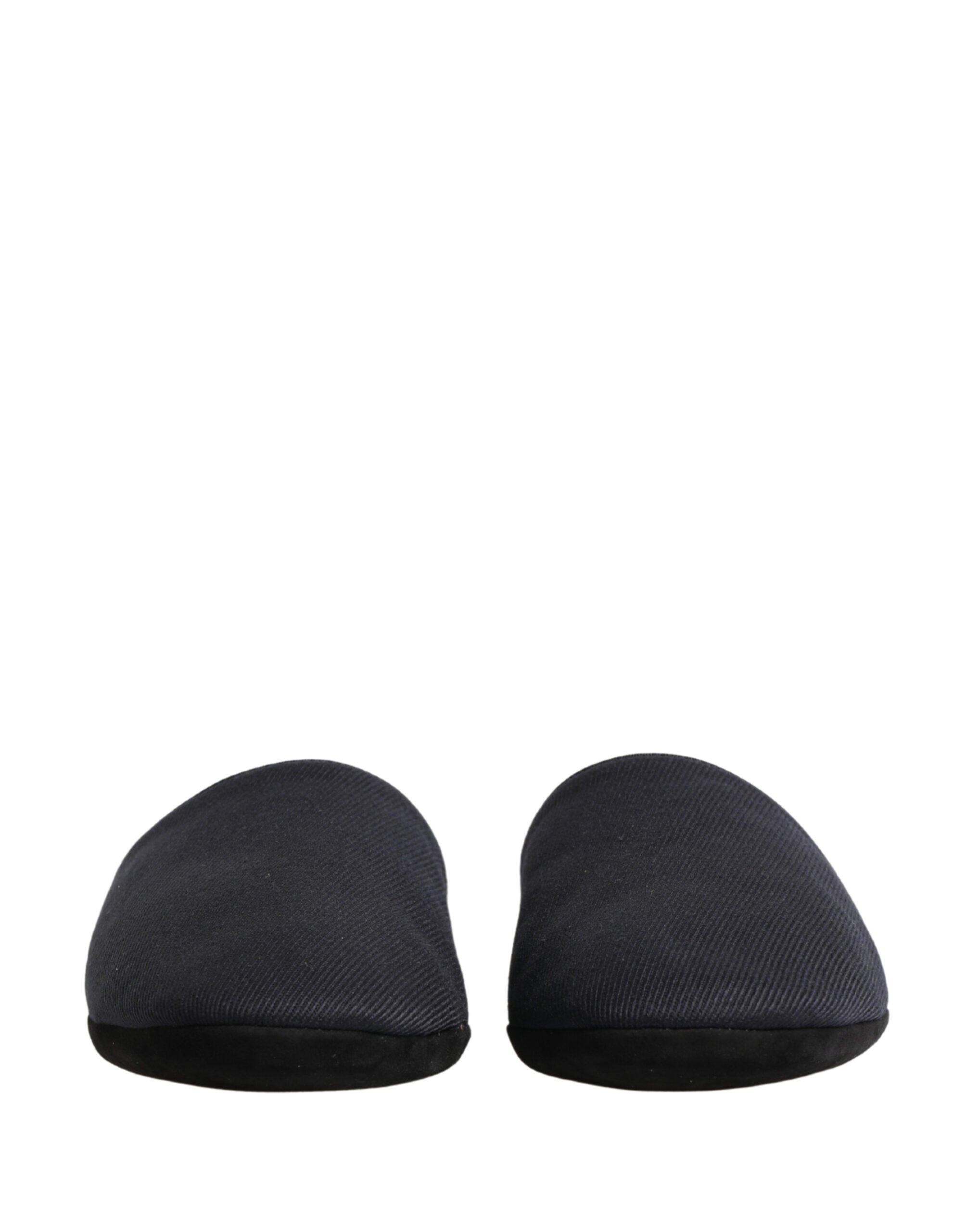 Dark Navy Wool Cotton Red Chevron Slippers Shoes