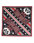 Black Red Panda Cotton Square Foulard 50.5cm x 50cm Scarf