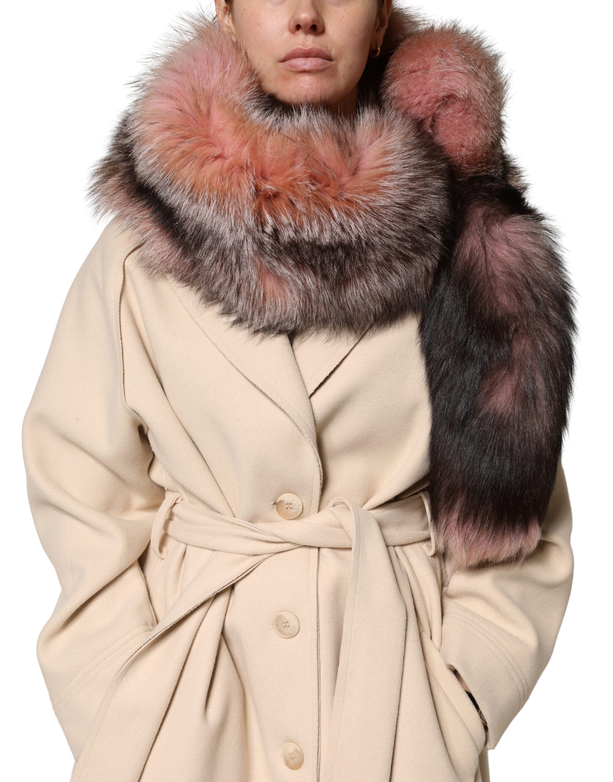 Pink Frost Fox Fur Neck Warmer Winter 120cm x 27cm Scarf