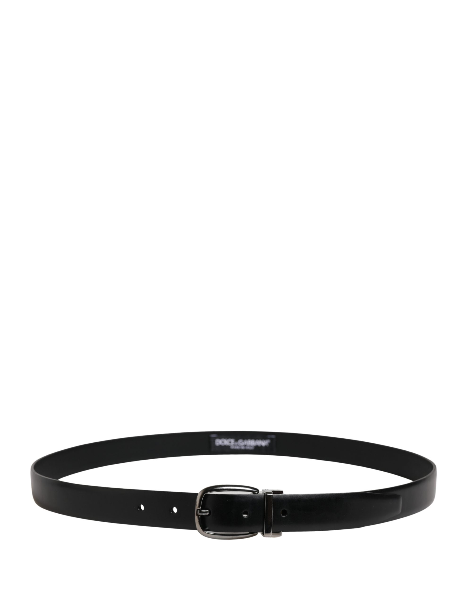 Men Black Classic Leather Metal Buckle Belt