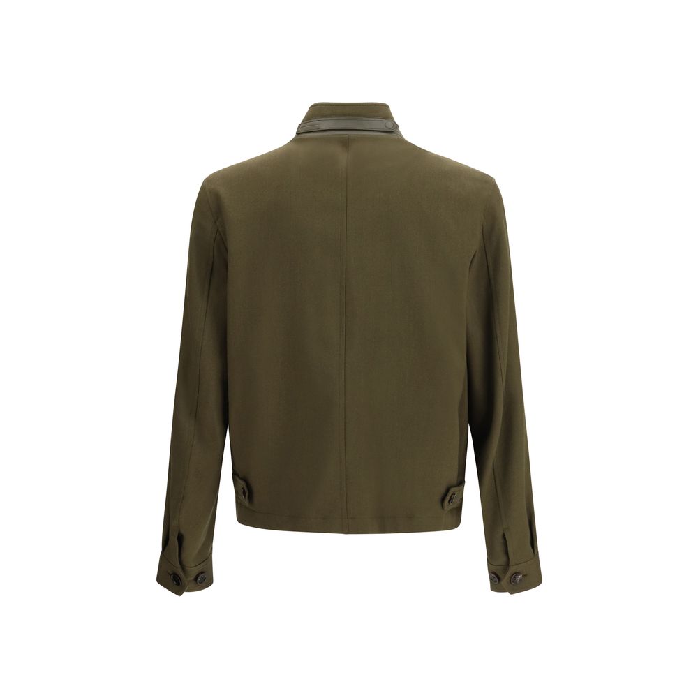 Bicolor Fleece Wool Full-Length Jacket