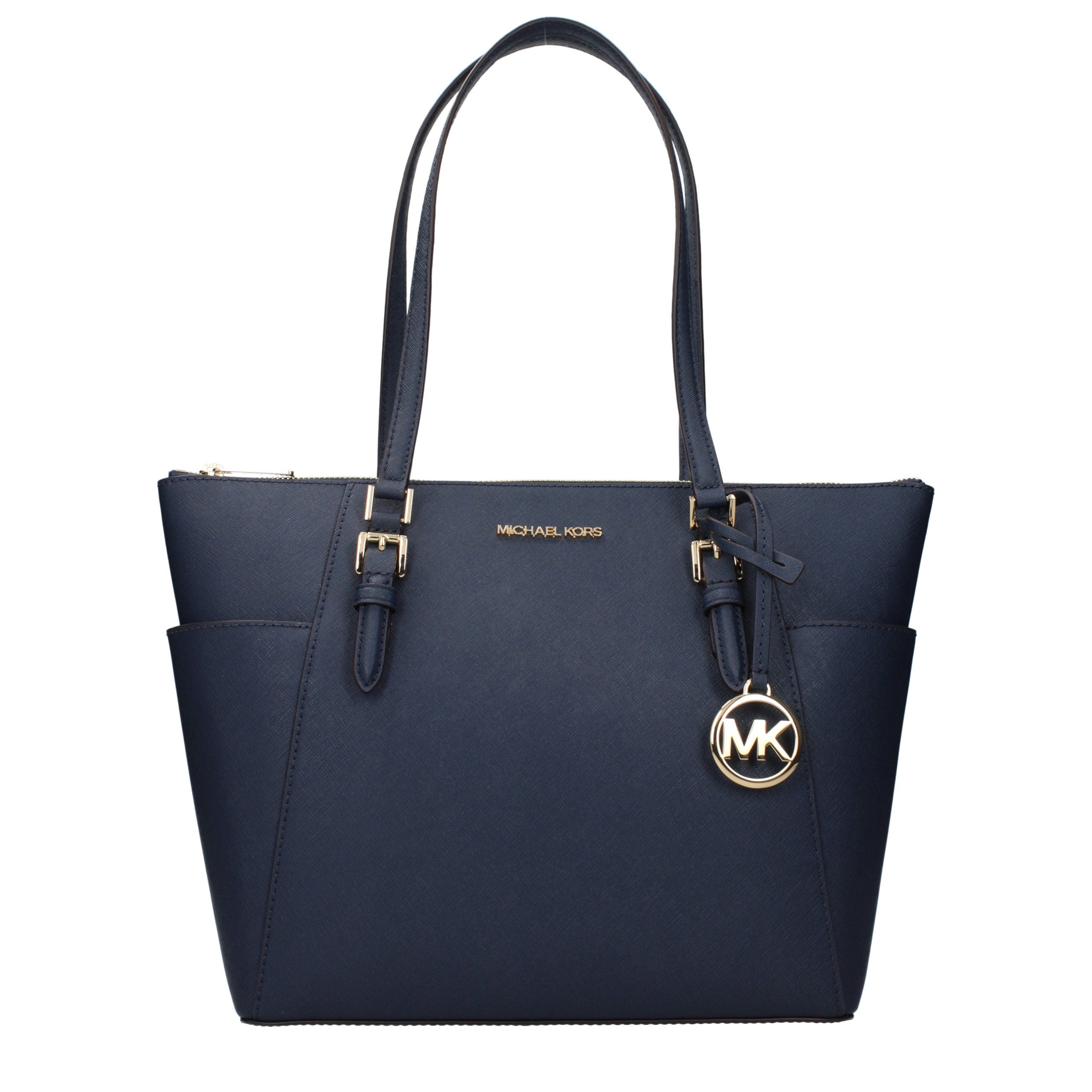 Blue Leather Shoulder Bag