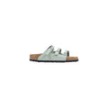 Green Leather Flat Sandals