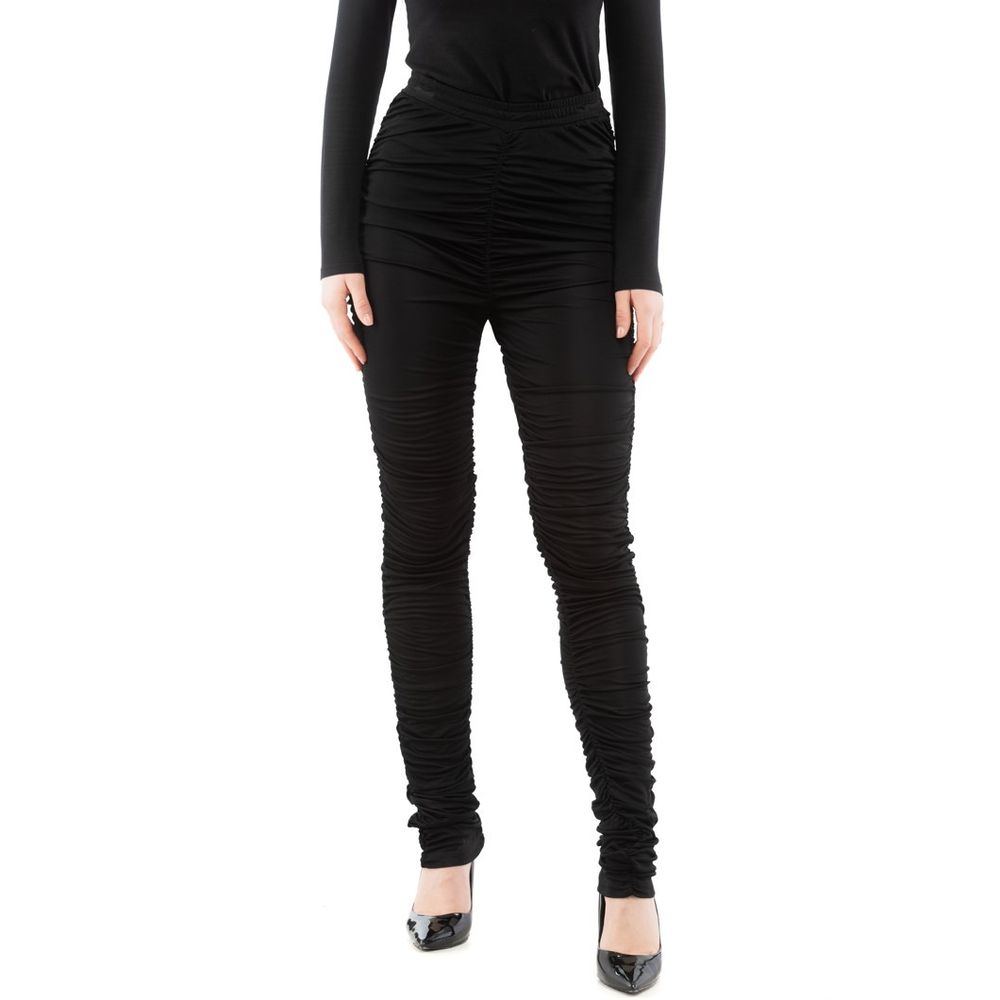 Black Viscose Casual Pants