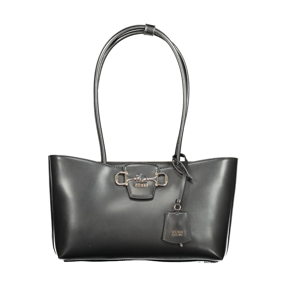 Black Polyurethane Women Handbag