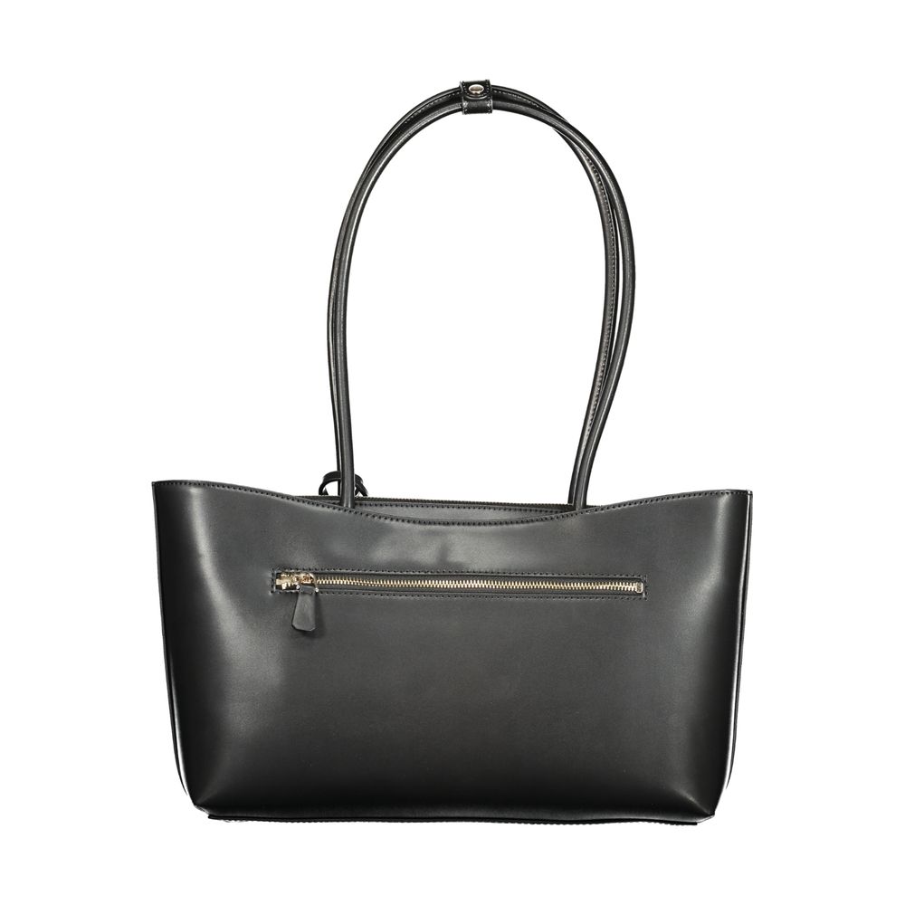 Black Polyurethane Women Handbag