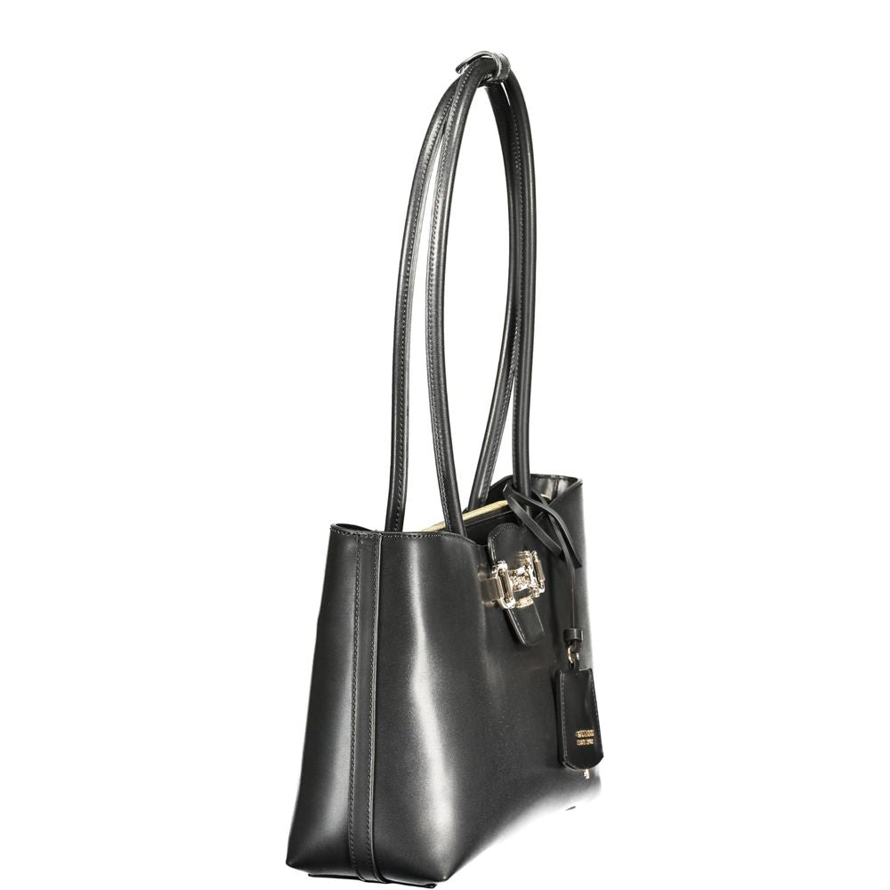 Black Polyurethane Women Handbag