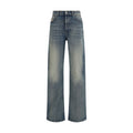 Blue Cotton Straight-Leg Jeans