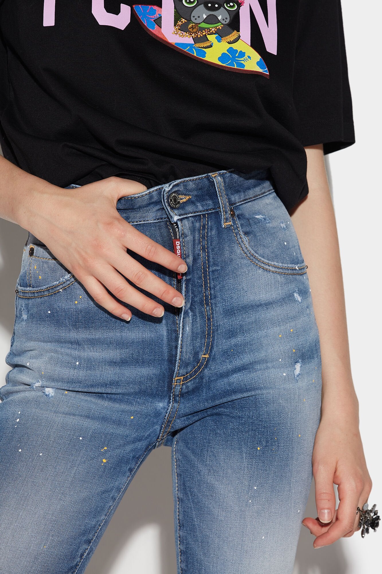 Navy Blue Fibres High-Waisted Jean