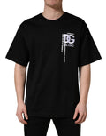 Black Logo Embroidered Men Crew Neck T-shirt