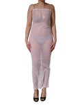White Sheer Nylon Stretch Sheath Maxi Dress
