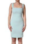 Green Square Neck Sleeveless Mini  Dress