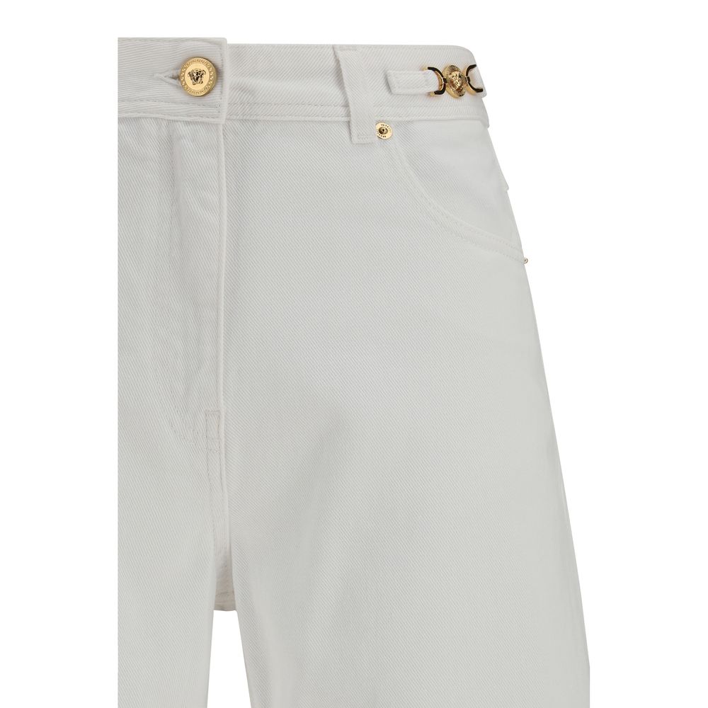 White Cotton Straight-Leg Jeans