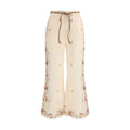 Beige Cotton Flared Pants