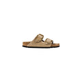 Beige Leather Flat Sandals