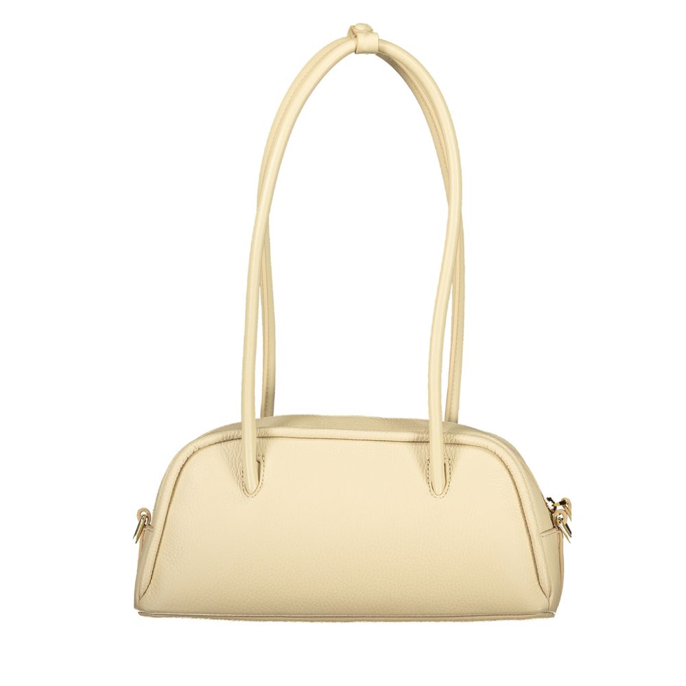 Beige Leather Women Handbag