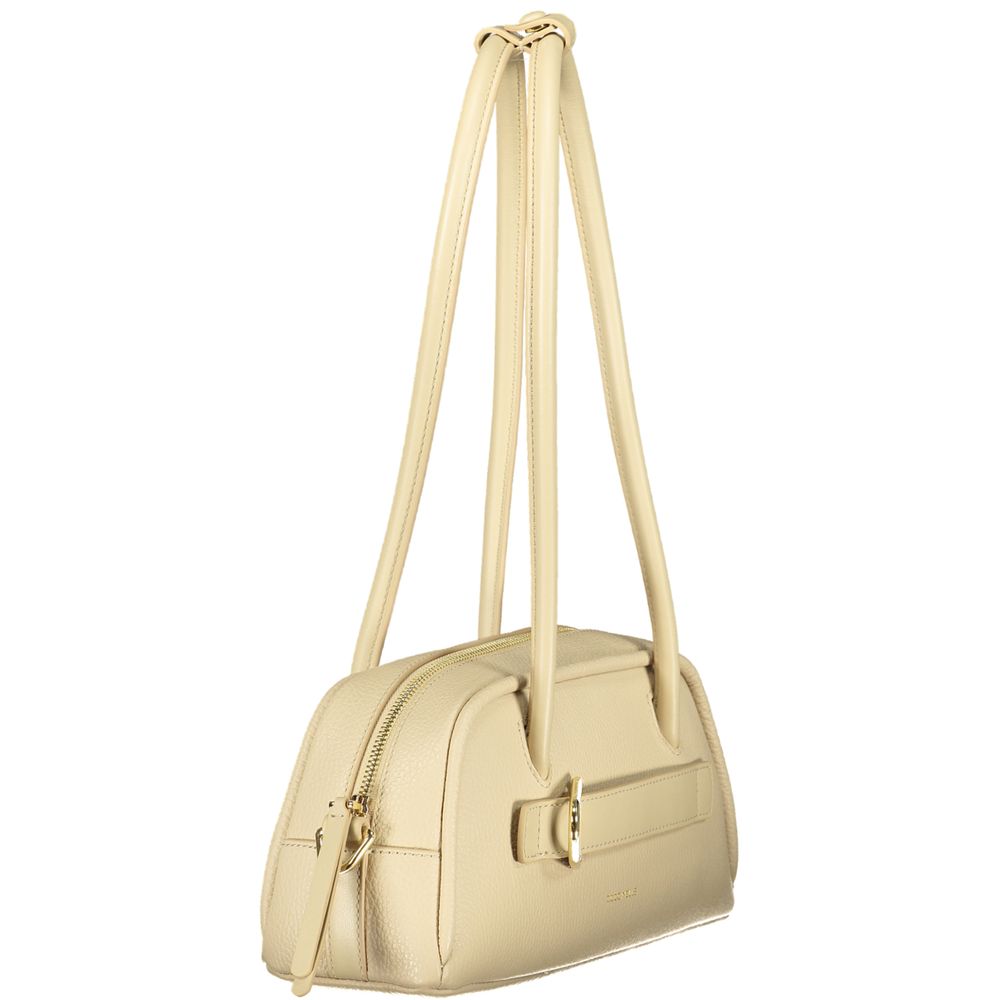 Beige Leather Women Handbag