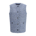 Blue Cotton Sleveless Jacket