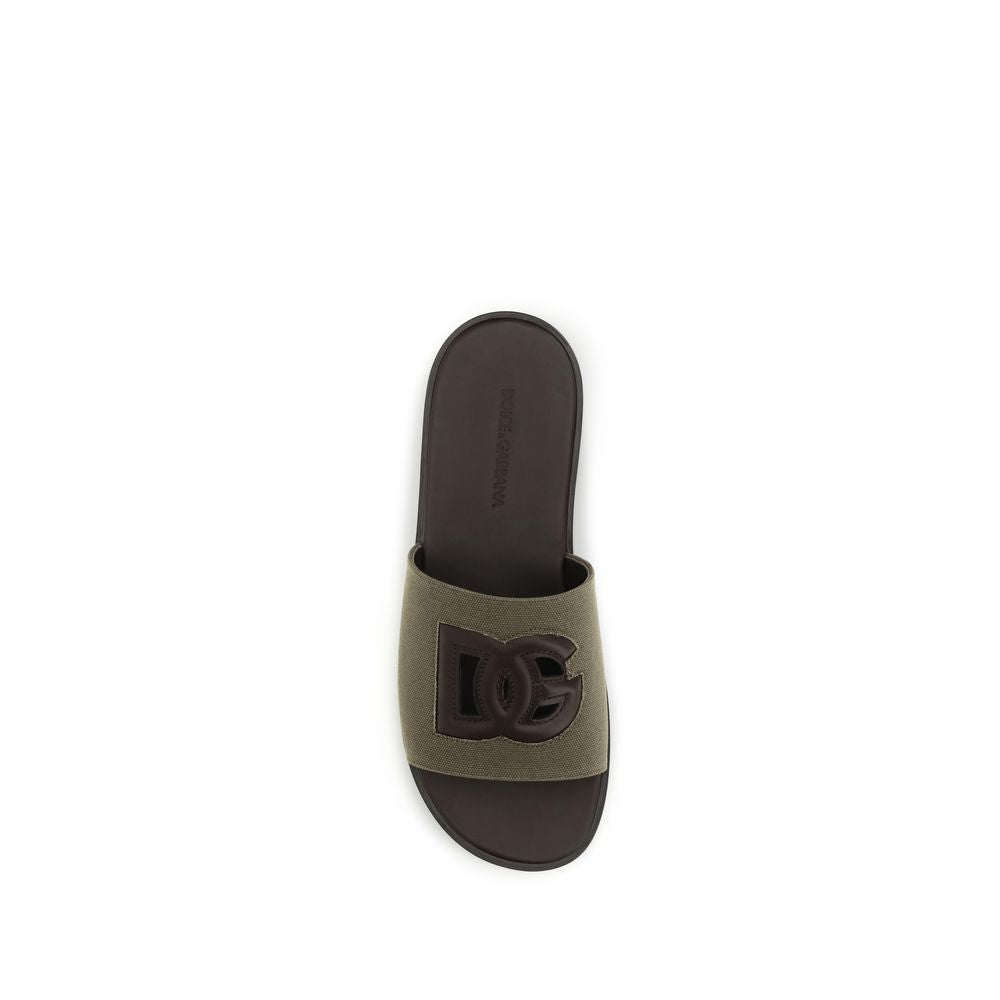 Bicolor Canvas Flat Sandals