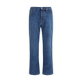 Blue Cotton Straight-Leg Jeans