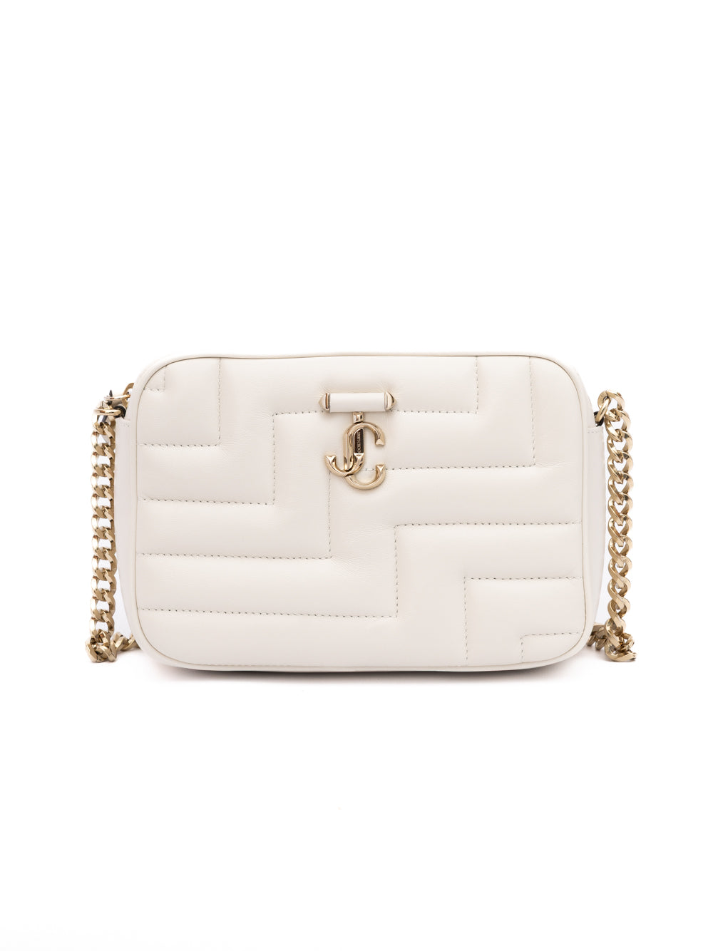 White Leather Avenue Camera Shoulder Bag