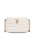White Leather Avenue Camera Shoulder Bag