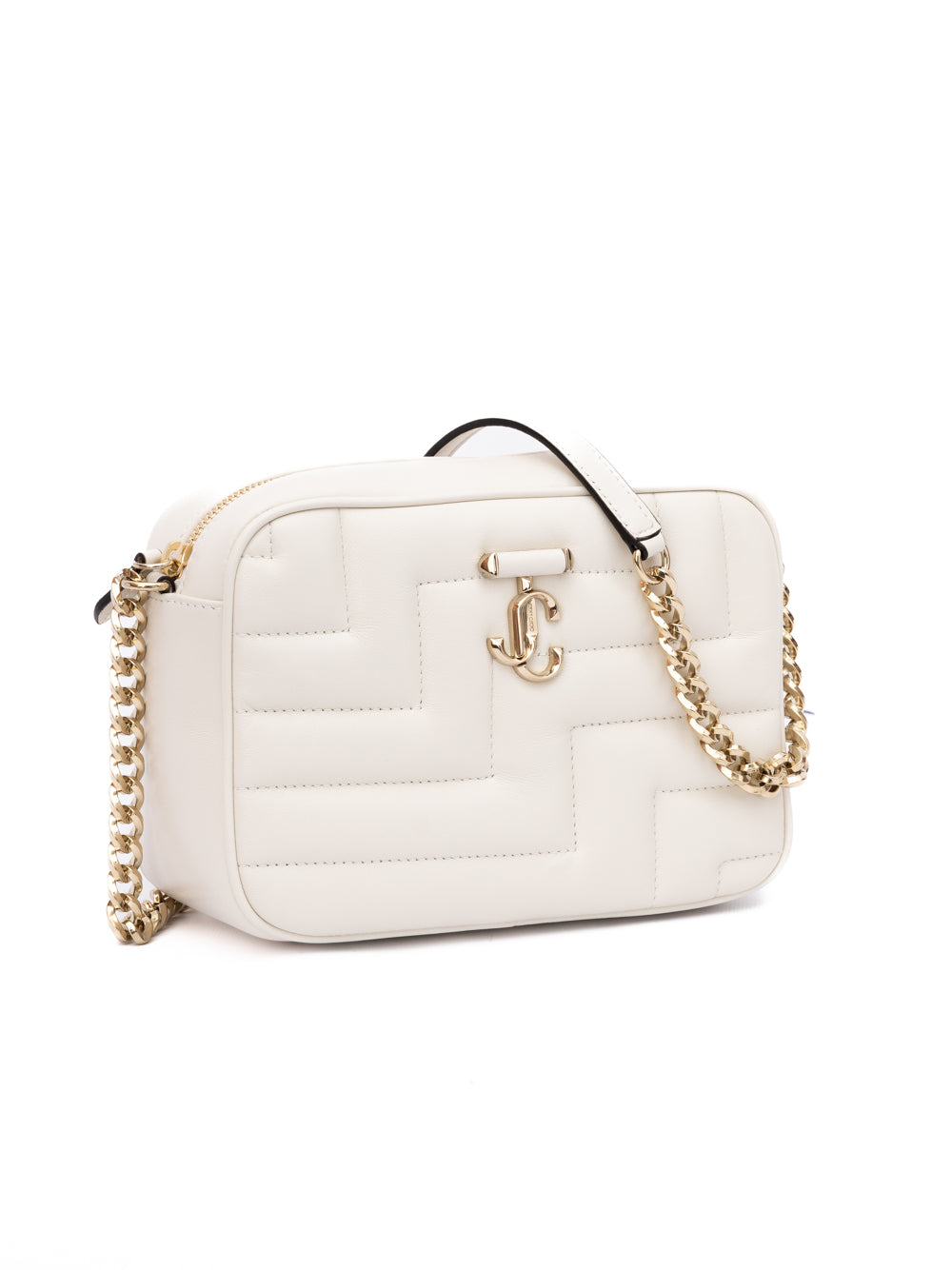 White Leather Avenue Camera Shoulder Bag