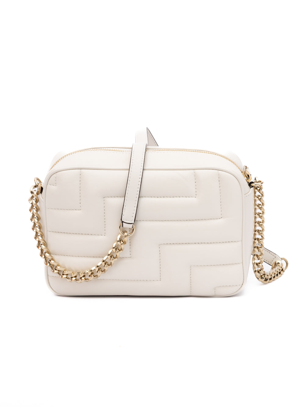 White Leather Avenue Camera Shoulder Bag