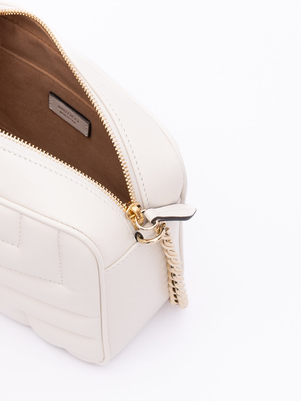 White Leather Avenue Camera Shoulder Bag